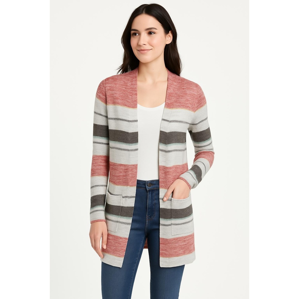 Maurices Womens Striped Thin Knit‎ Long Sleeve Lightweight Cardigan Size 0